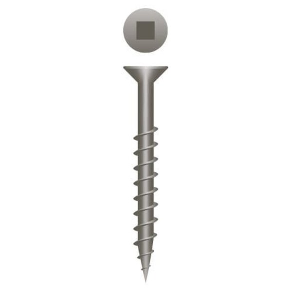 Newport Fasteners Wood Screw, #8, 1-1/4 in, Plain Case Hardened Steel Flat Head Square Drive, 6500 PK 248615-6500